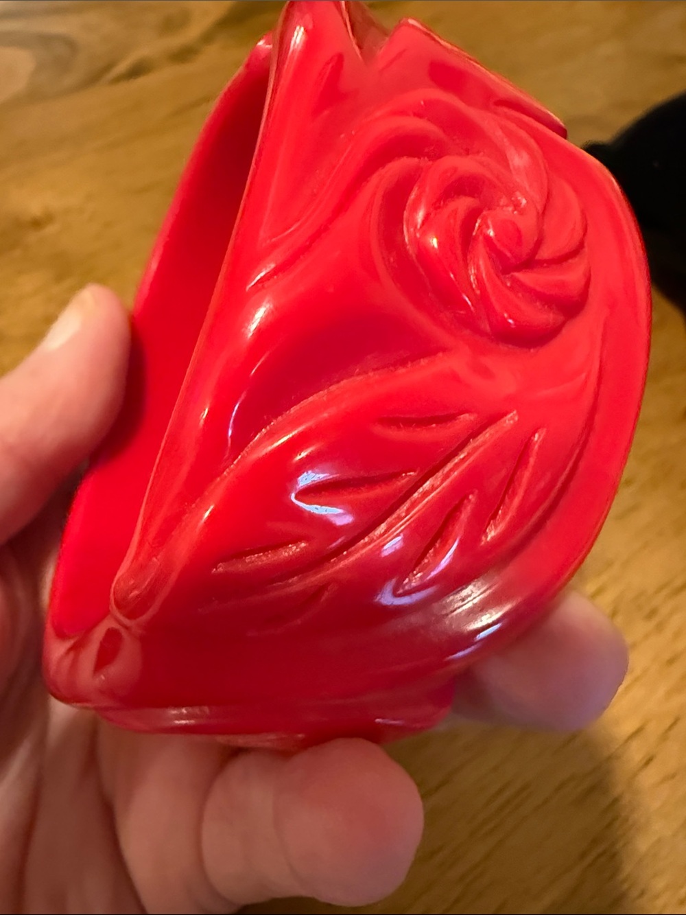 Red Carved Resin Cuff Bracelet